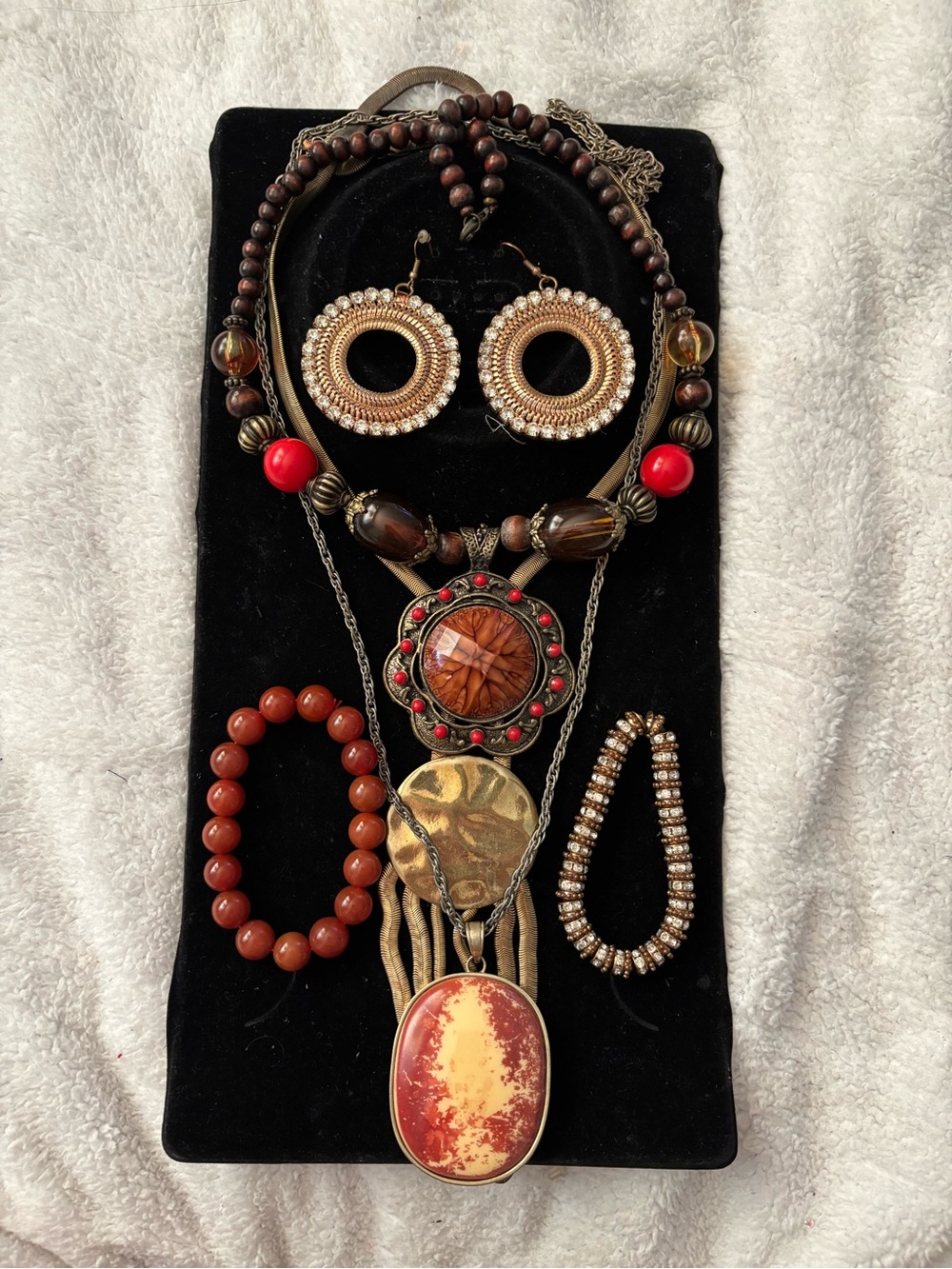 Bohemian Red and Brown Statement jewelry